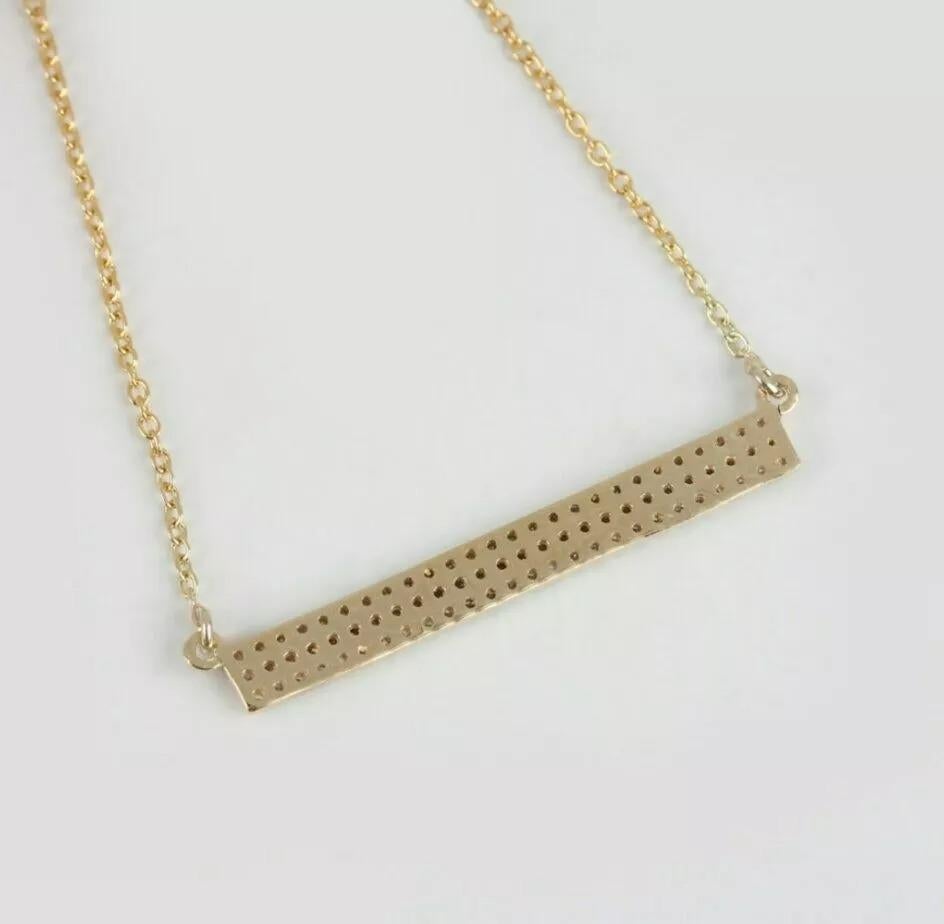 Natural Diamond Bar Pendant 14K Solid Gold Bridal Jewelry Wedding Gift For Her
14K Solid Weight: 4.08 Grams Approx.
Diamond Weight: : 0.31 Cts Approx.
Item Size: 3.5x28 mm Approx.
Light weight can be worn everyday

Additional information:
Condition: