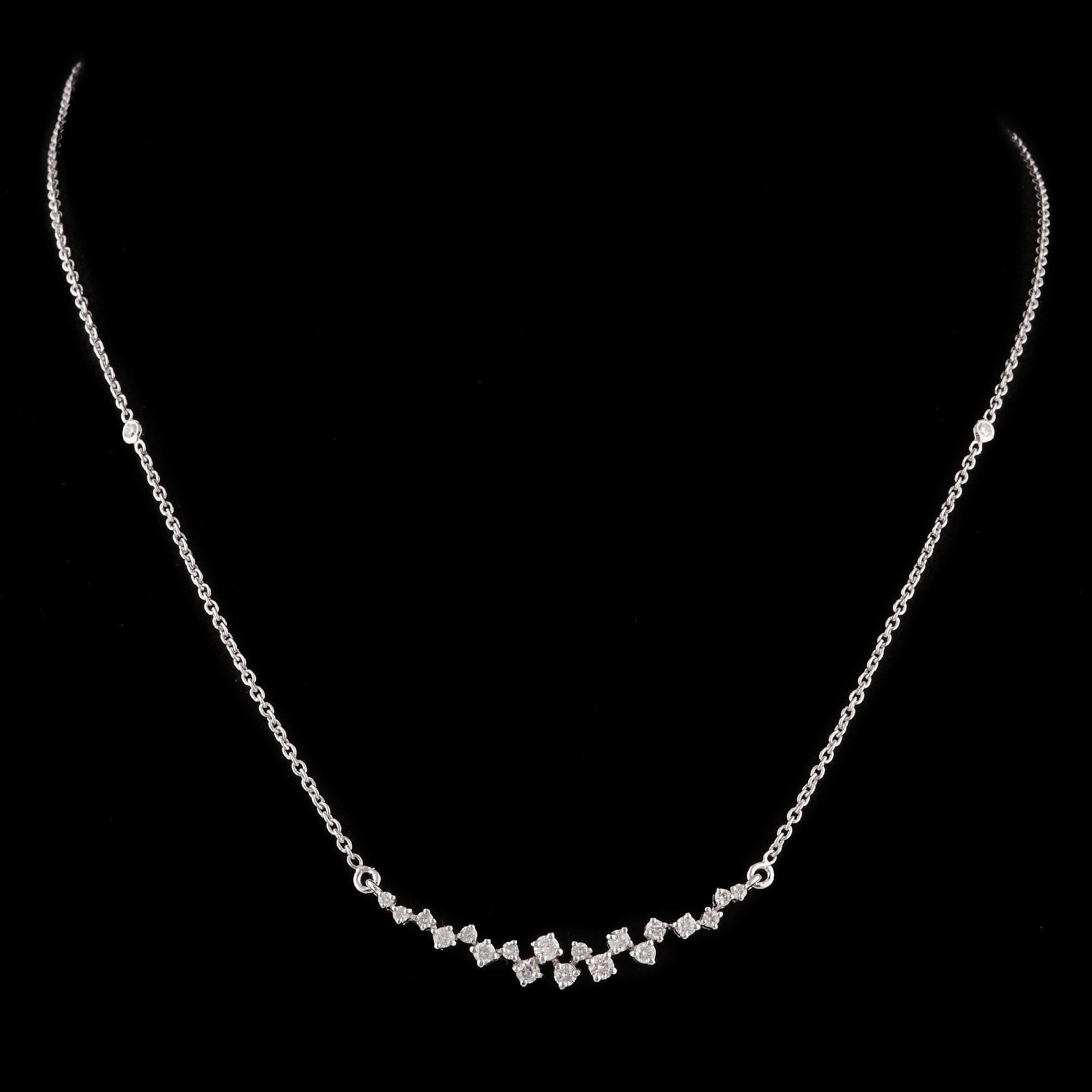 Natural Diamond Bar Anhänger Kette Halskette 14 Karat Weißgold Fine Jewelry (Moderne) im Angebot