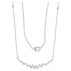 Natural Diamond Bar Pendant Chain Necklace 14 Karat White Gold Fine Jewelry
