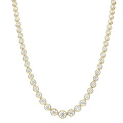 Natural Diamond Bezel Set 14-Karat Tennis Necklace In Stock