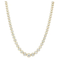 Natural Diamond Bezel Set 14-Karat Tennis Necklace In Stock