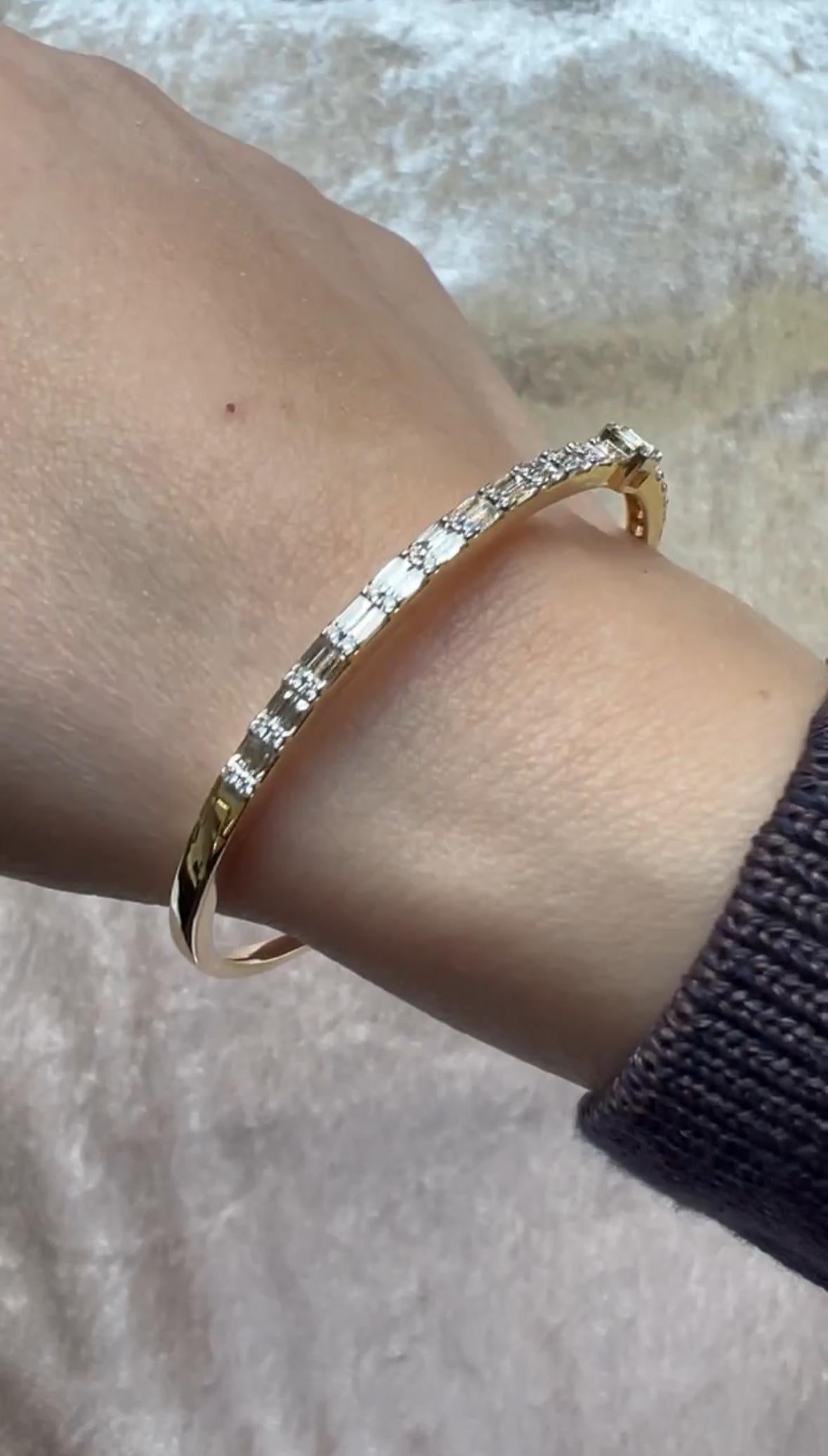 Armreif aus Gelbgold mit natürlichenen Diamanten 1,30 Karat 18 KT im Angebot 3