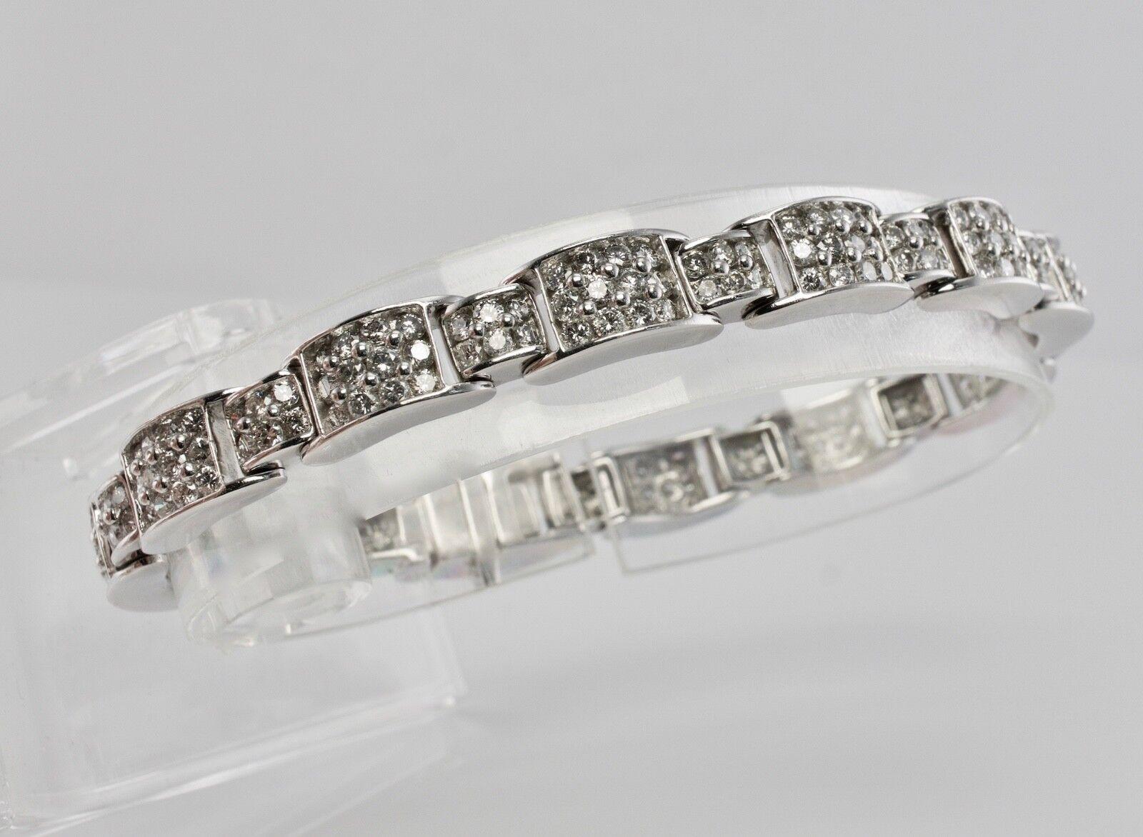 Round Cut Natural Diamond Bracelet 14K White Gold 6.50 TDW 7.25