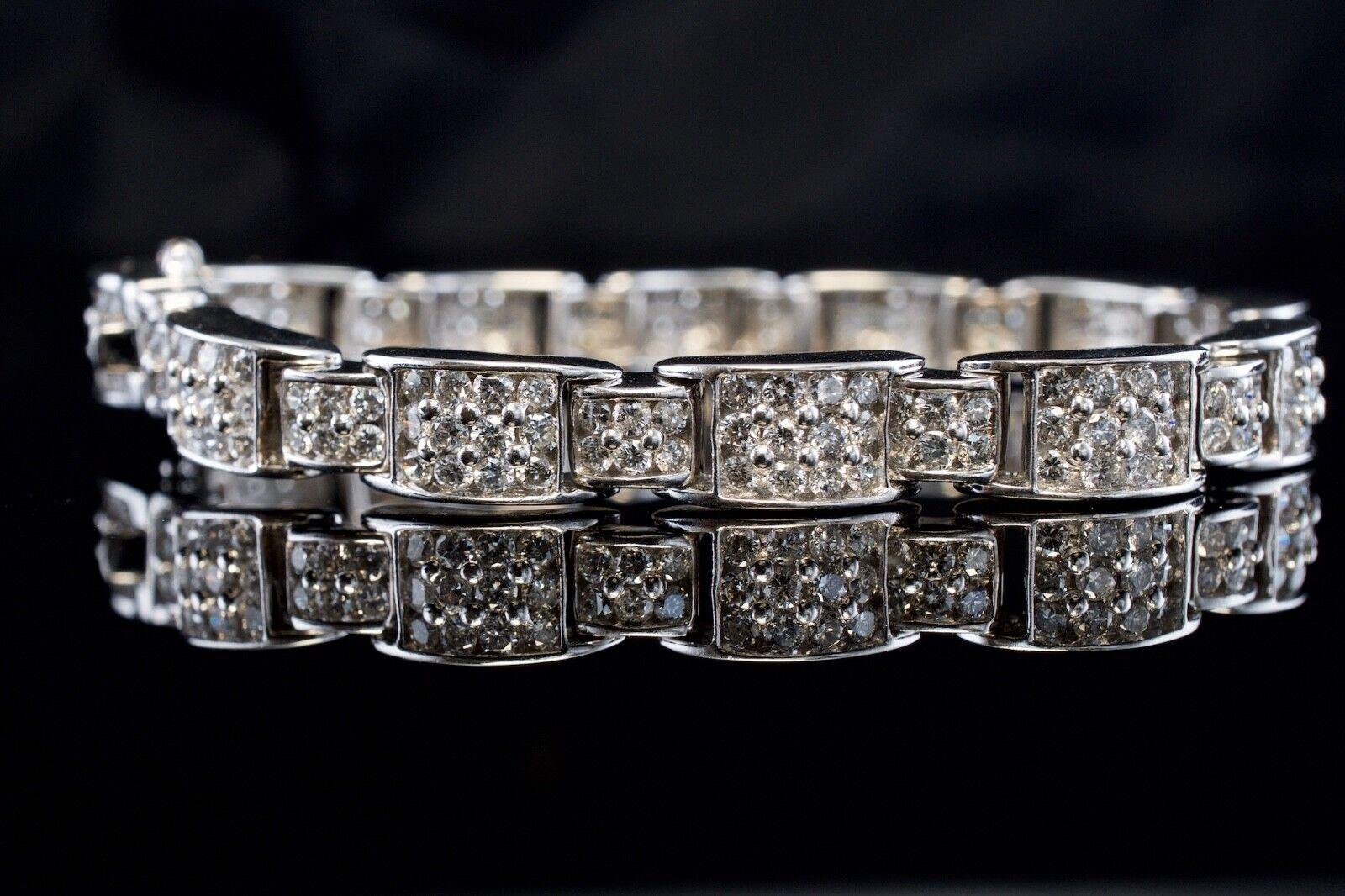 Women's Natural Diamond Bracelet 14K White Gold 6.50 TDW 7.25