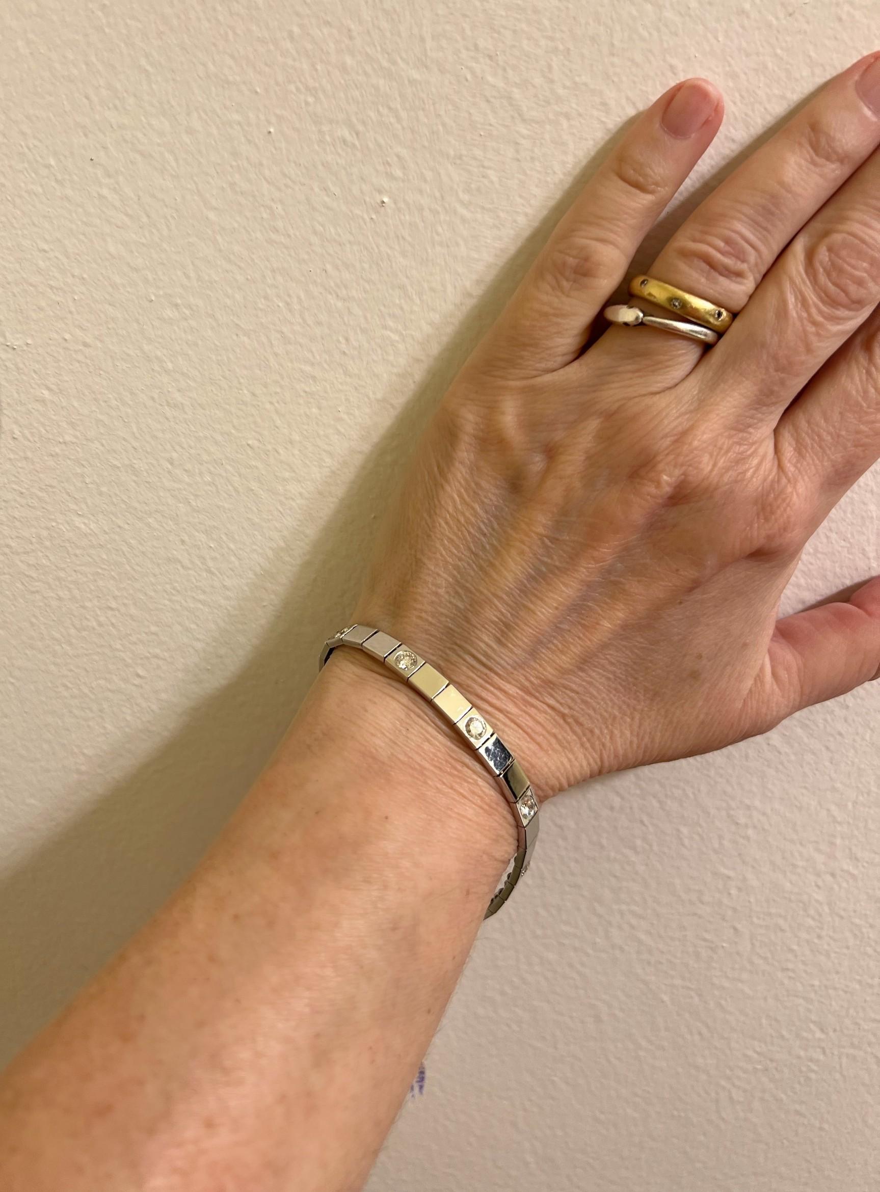 Natural Diamond Bracelet 14K White Gold Link 2.70 TDW For Sale 2