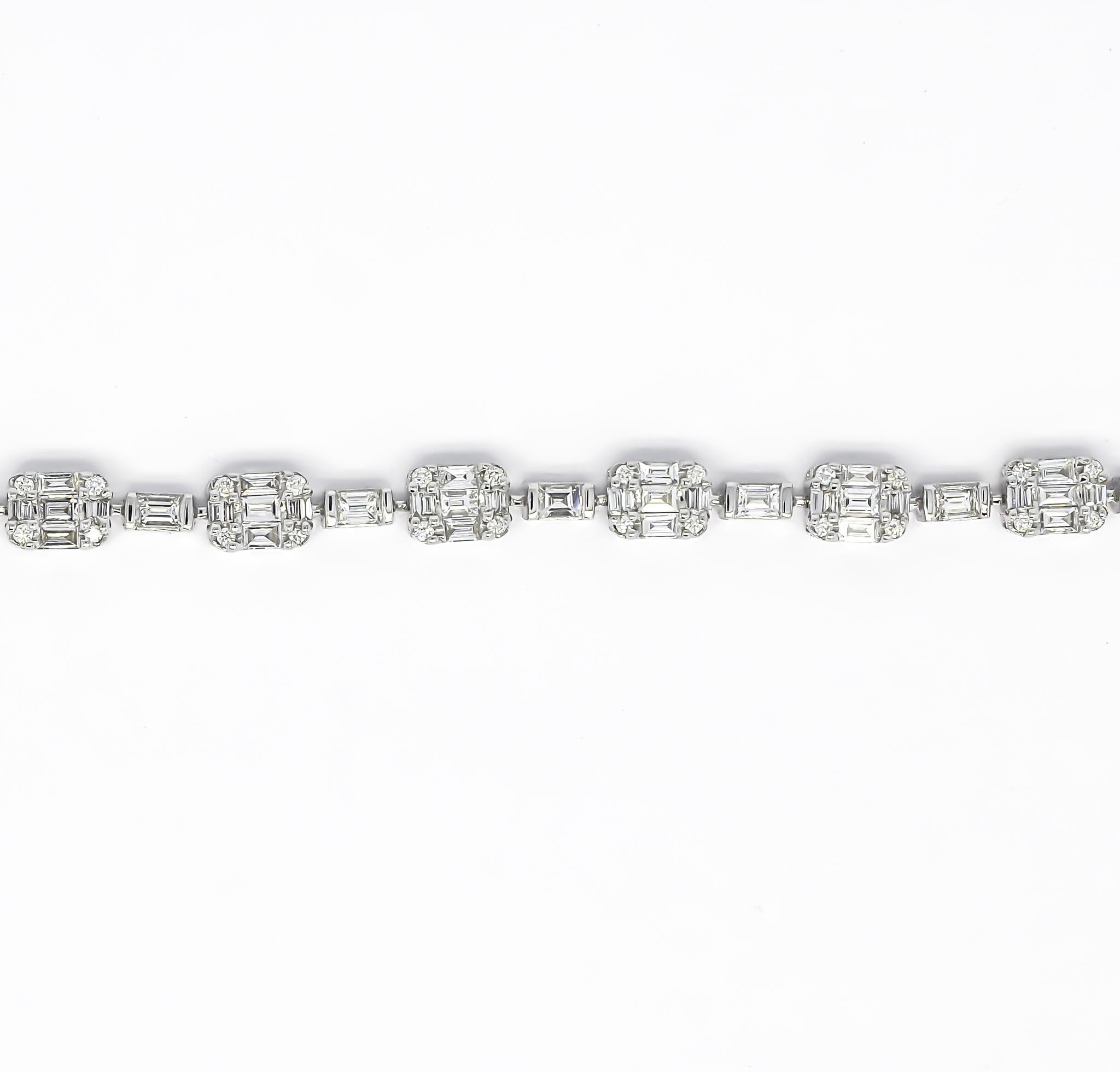 Modern Natural Diamond Bracelet 2.39 CT 18 KT White Gold Link Tennis Bracelet BR55488A 