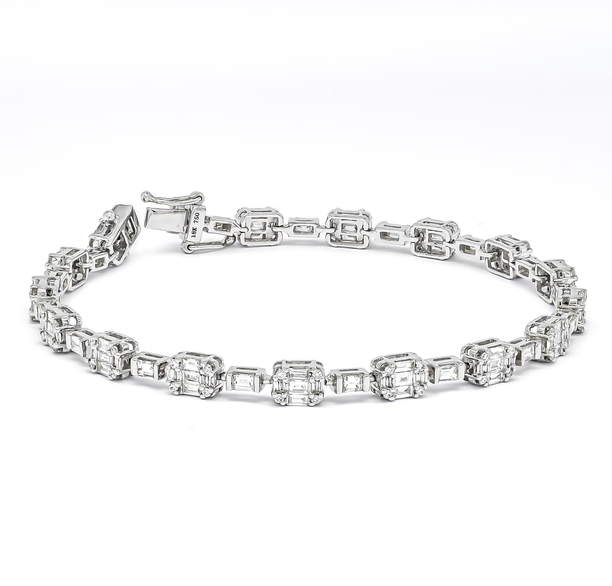 Natural Diamond Bracelet 2.39 CT 18 KT White Gold Link Tennis Bracelet BR55488A  In New Condition In Antwerpen, BE
