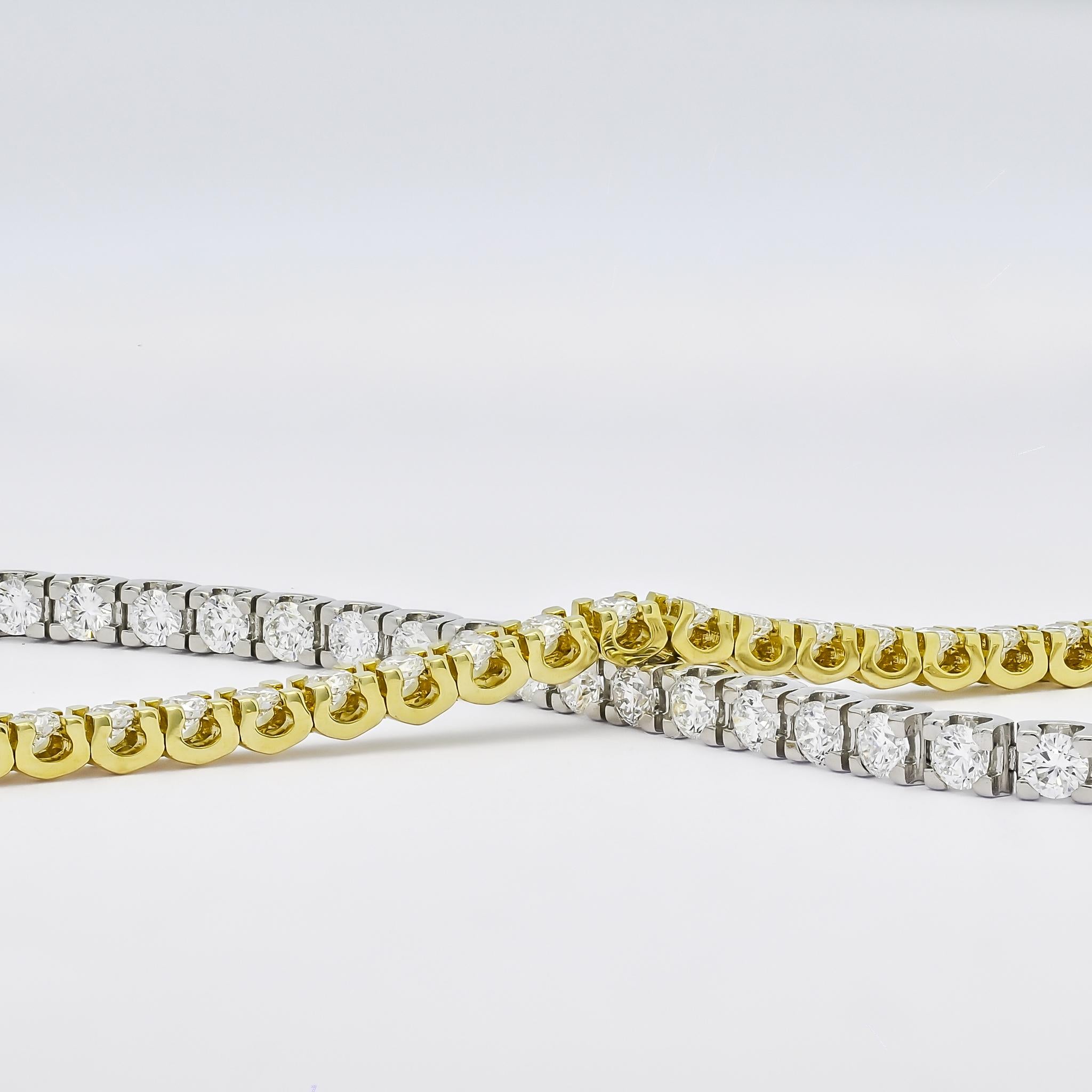 Round Cut Natural Diamond Bracelet 4.04ct 18 Karat Yellow Gold Tennis Bracelet  For Sale
