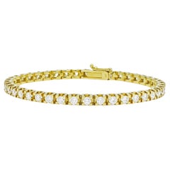 Used Natural Diamond Bracelet 4.04ct 18 Karat Yellow Gold Tennis Bracelet 