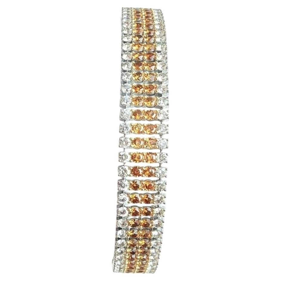 18K Yellow Gold Diamond Bracelet with Peach & Fancy Diamonds, India For Sale