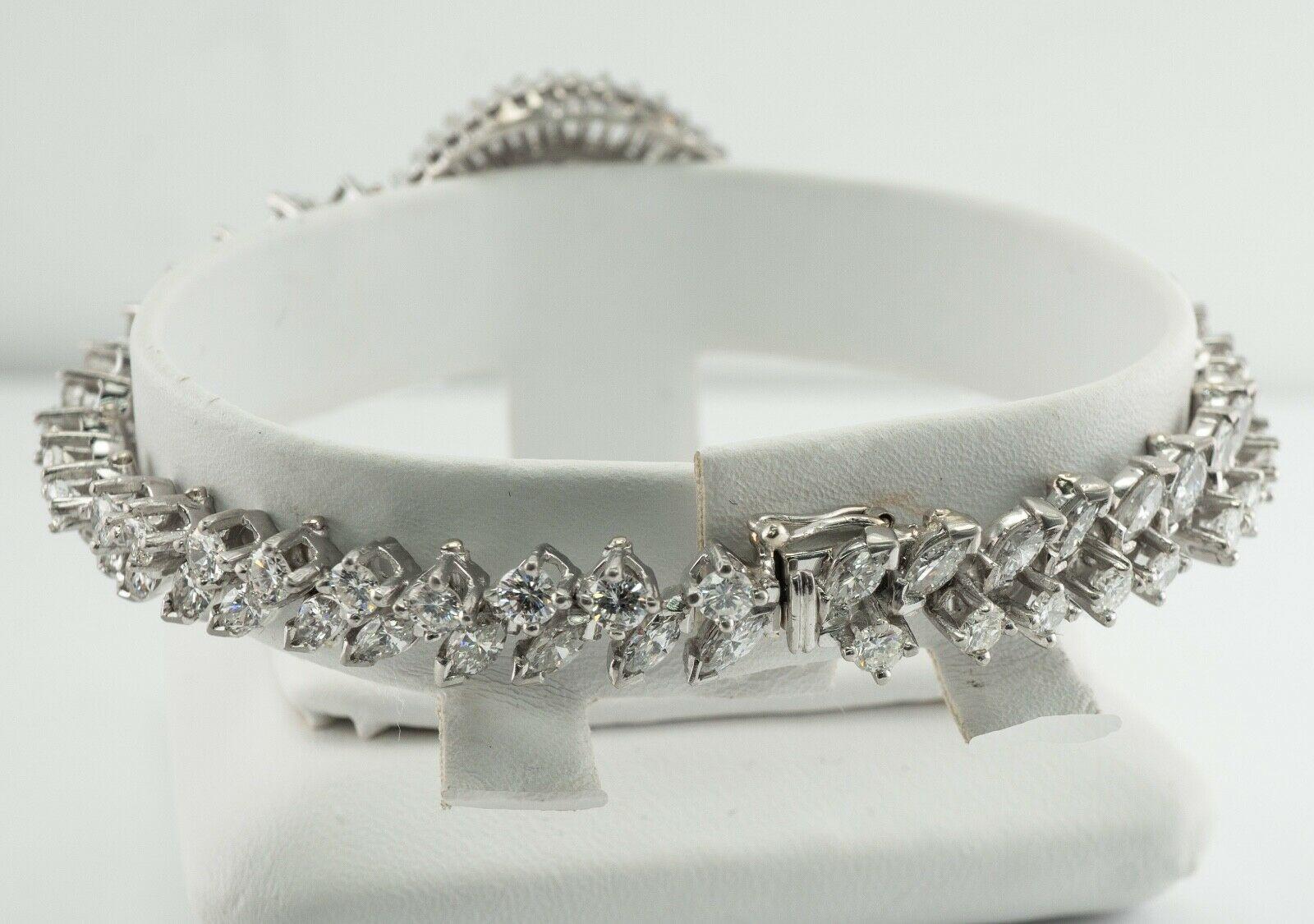 Natural Diamond Bracelet Platinum 8.15 TDW Vintage For Sale 5