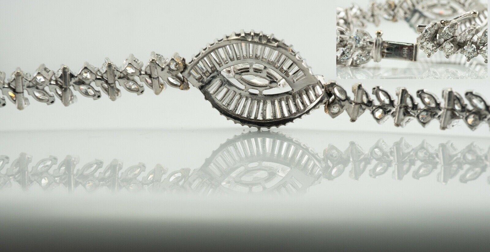 Women's or Men's Natural Diamond Bracelet Platinum 8.15 TDW Vintage For Sale