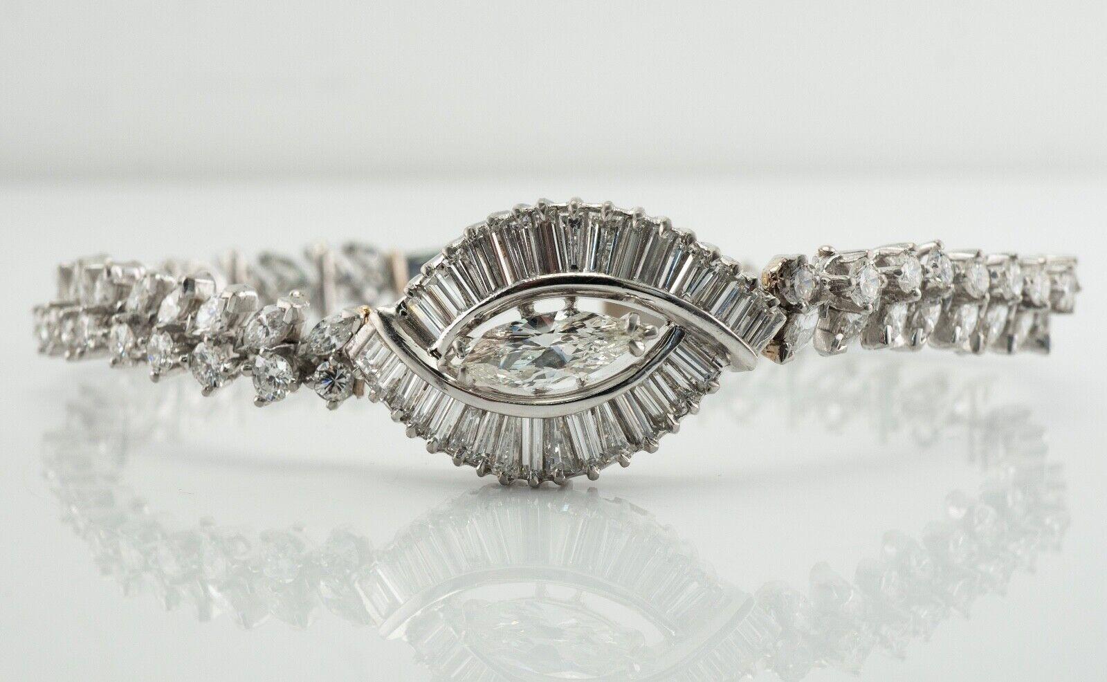 Natural Diamond Bracelet Platinum 8.15 TDW Vintage For Sale 4