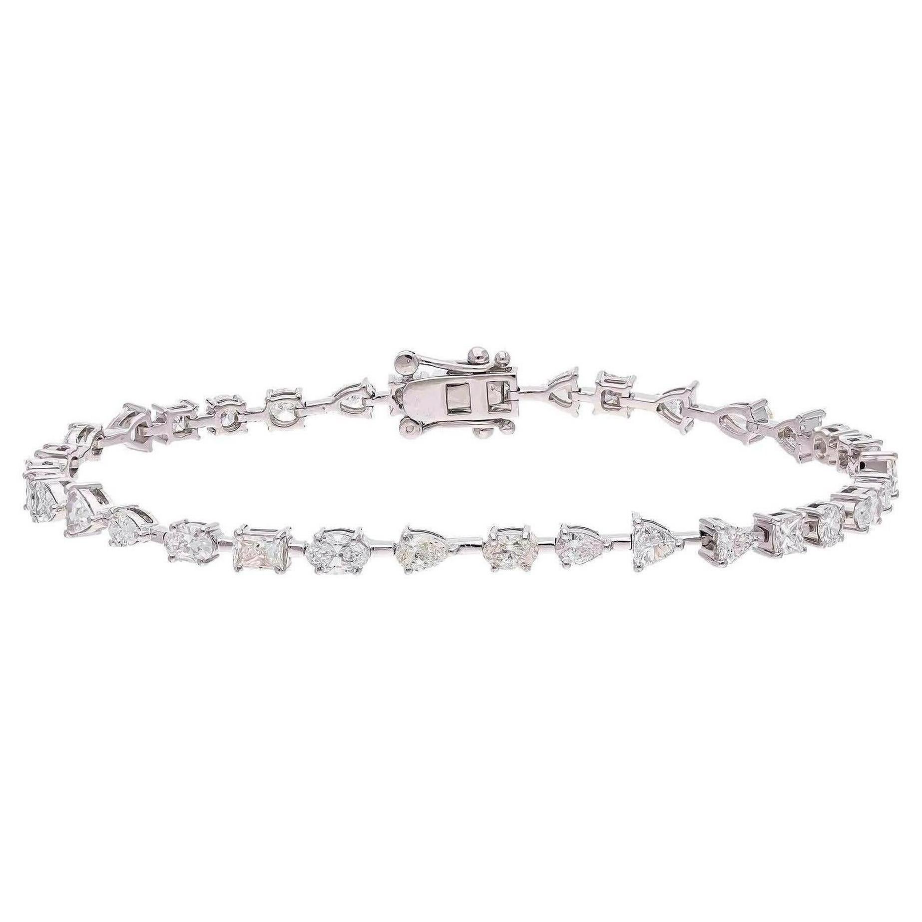 Natural Diamond Bracelet with 4.45cts Diamond in 18k Gold For Sale