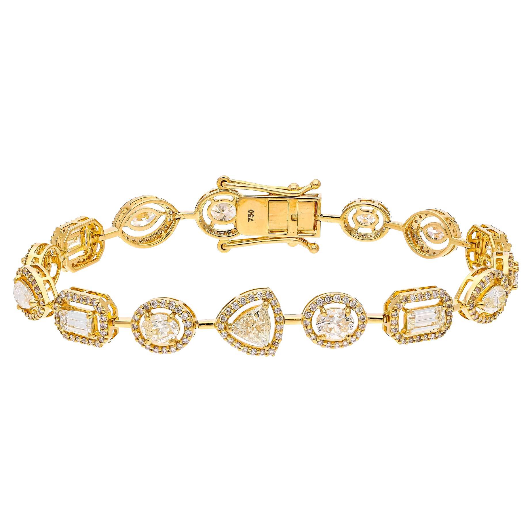 Natural Diamond Bracelet with 6.13cts Diamond in 18k Gold For Sale