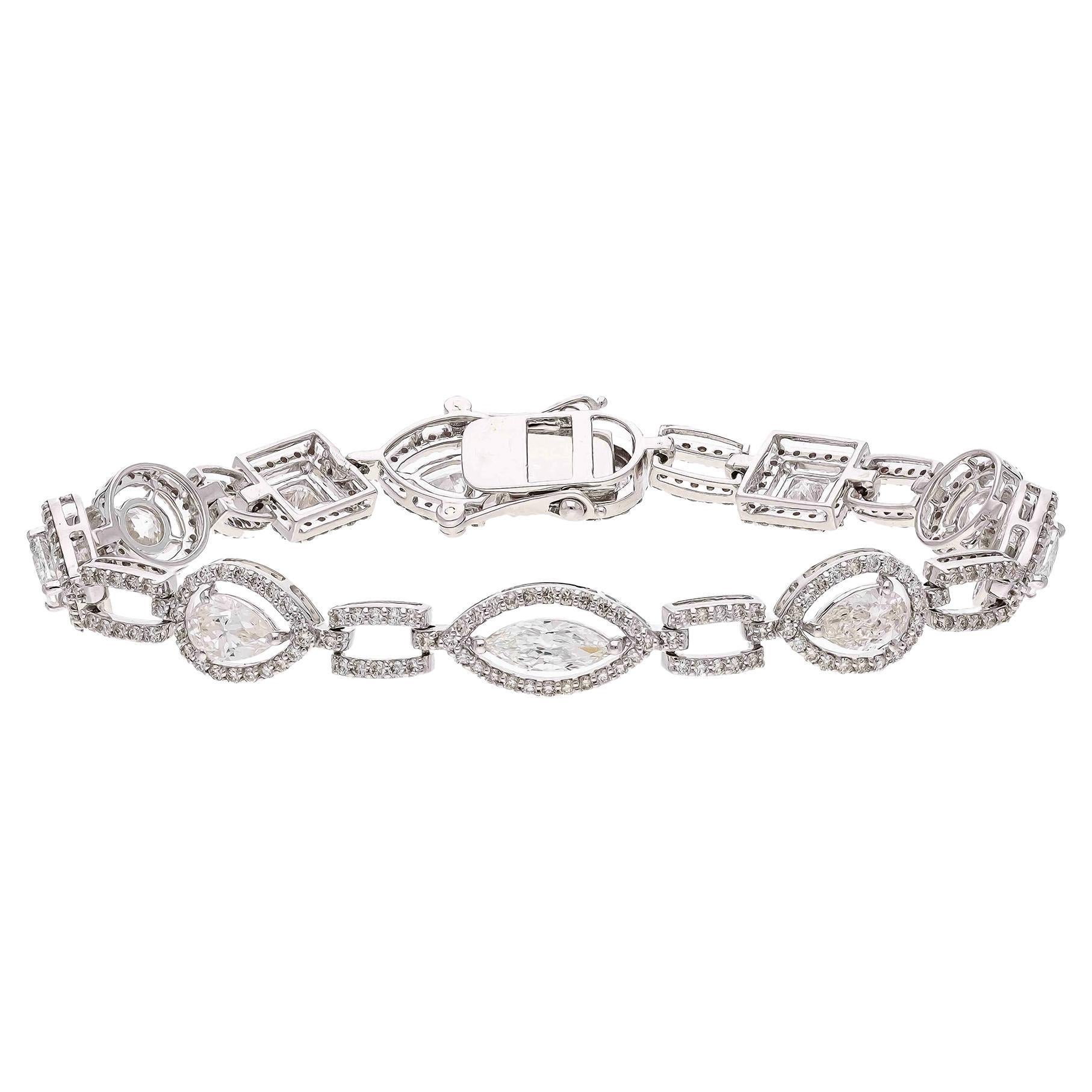 Bracelet en or 18 carats avec diamants naturels de 6,45 carats 