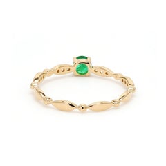 Natural Diamond Bridal Eternity Ring 14k Gold Minimalist Emerald Ring For Women.