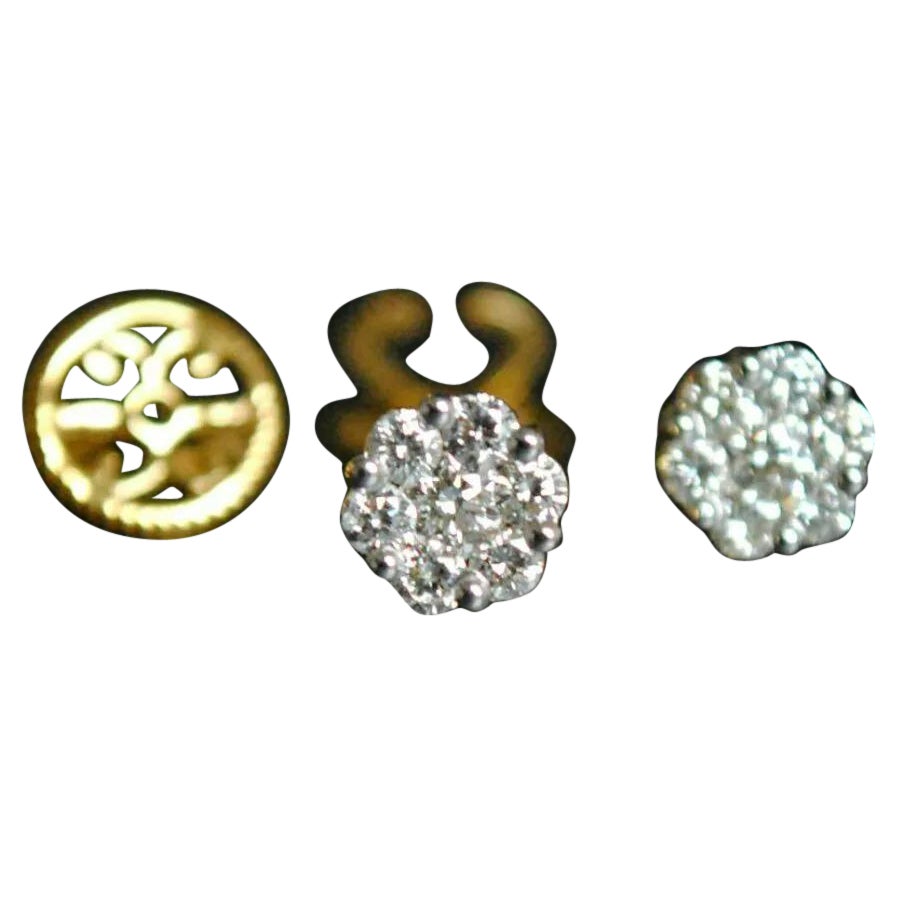 Natural Diamond Bridal Stud Earring Flower in14k Gold