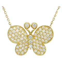 Natural Diamond Butterfly Diamonds By The Yard 14-Karat Necklace In Stock