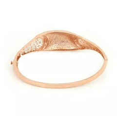 Natural Diamond Cage Design Bangle Bracelet 14K Solid Rose Gold Handmade