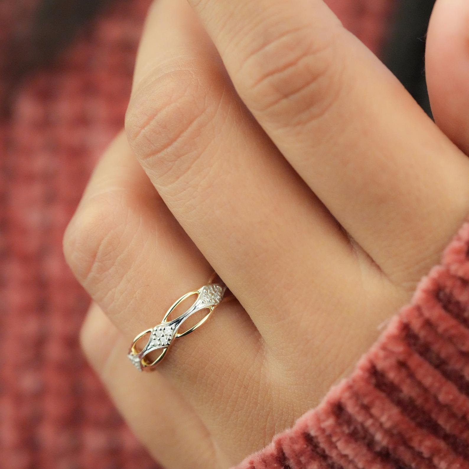 Natural Diamond Celtic Knot Ring 14k Gold Irish Knot Ring Matching Ring For Her. For Sale 1