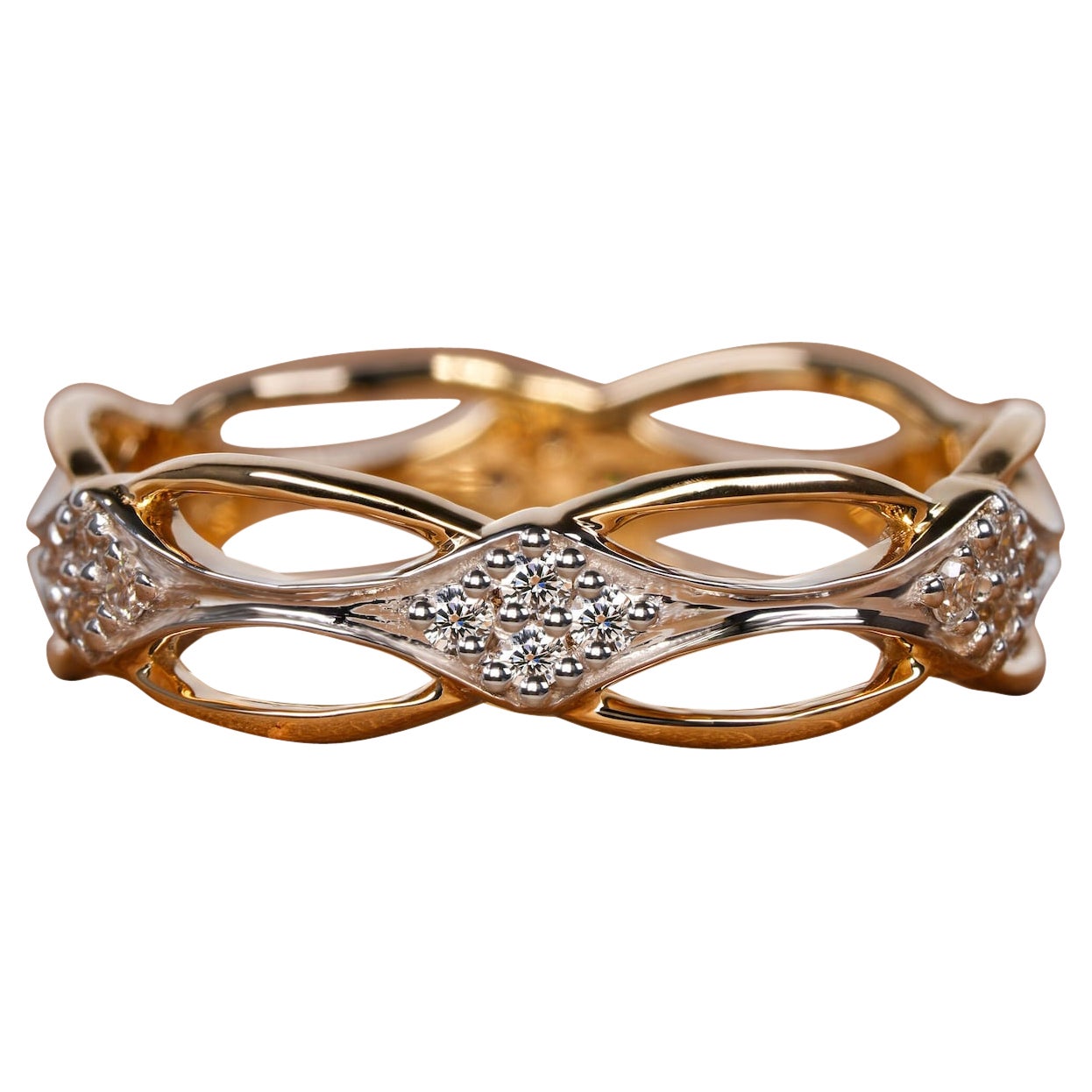 Bague nœud celtique en or 14k avec diamant naturel Bague nœud irlandais pour elle.