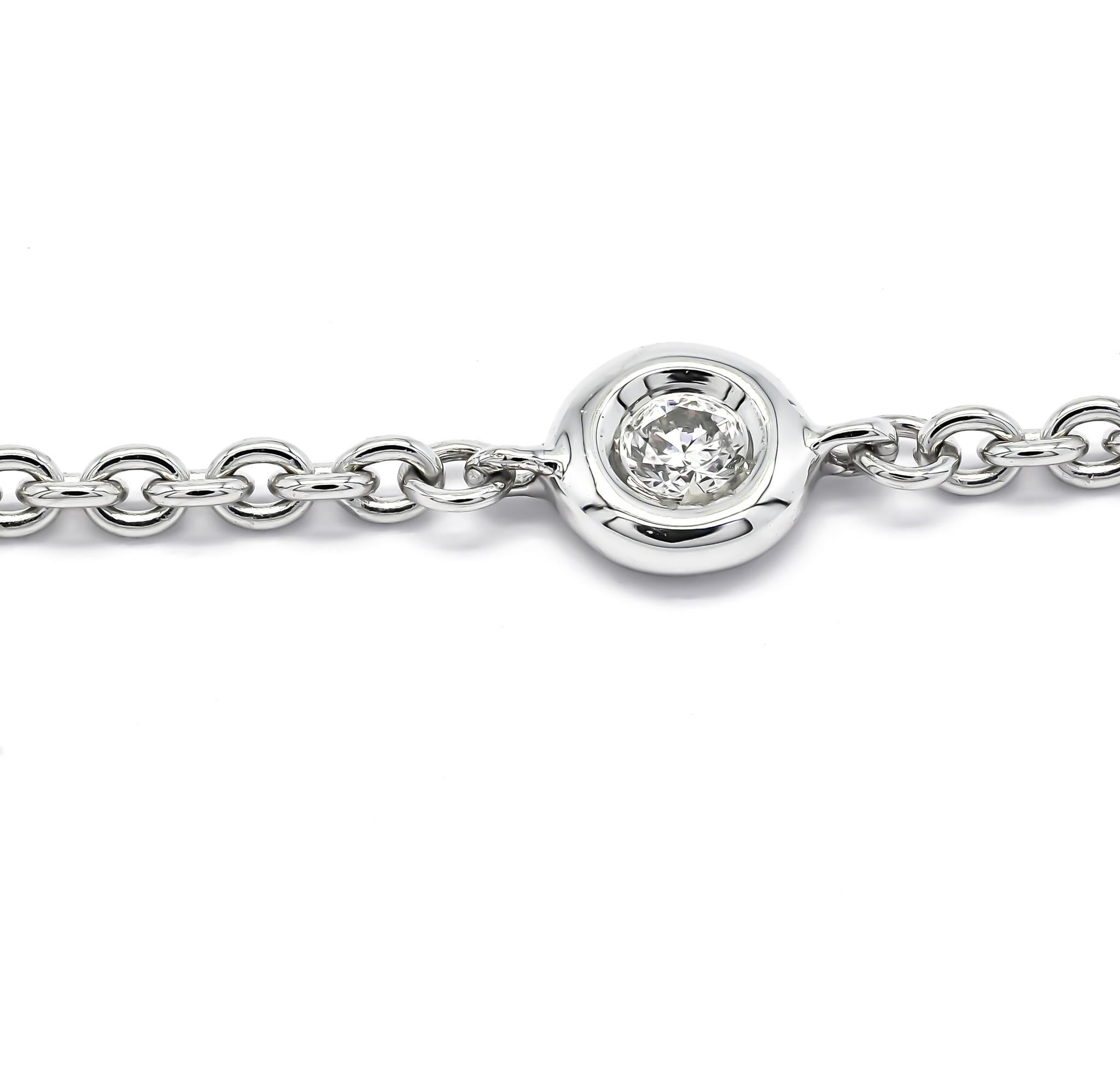 Collana a catena con diamanti naturali 0,35 carati in oro bianco 18 carati in vendita 3