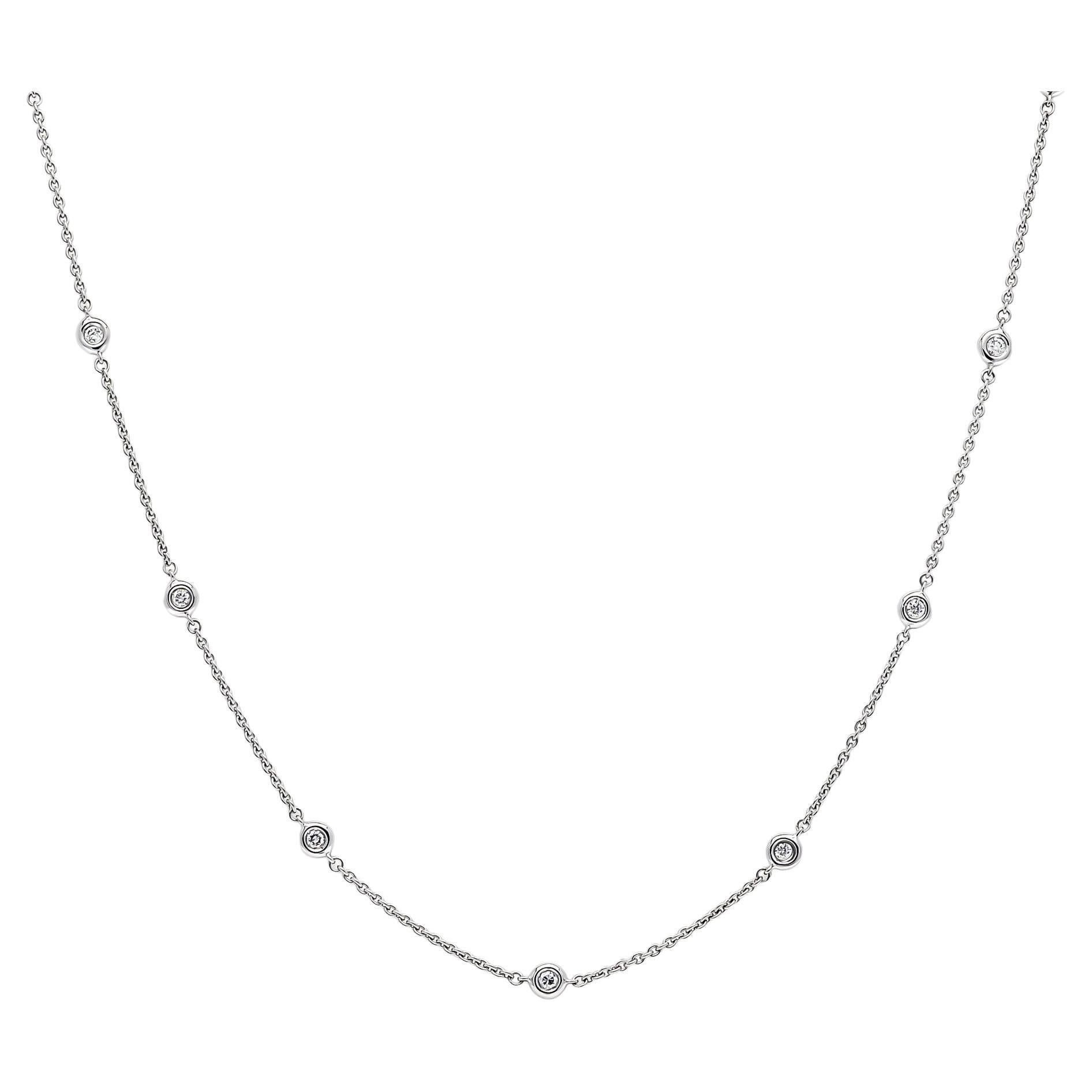 Collana a catena con diamanti naturali 0,35 carati in oro bianco 18 carati