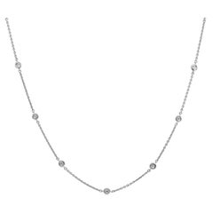 Collar de cadena de diamantes naturales 0,35 cts Collar de cadena de oro blanco de 18 quilates