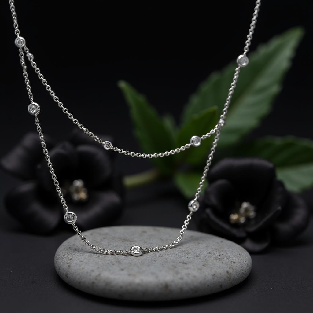 Natural Diamond Chain Necklace 0.35 cts 18 Karat Yellow Gold Chain Necklace For Sale 3