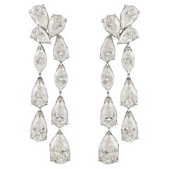 Natural Diamond Chandelier Drop 5.98 Carats 18K White Gold Statement Earrings