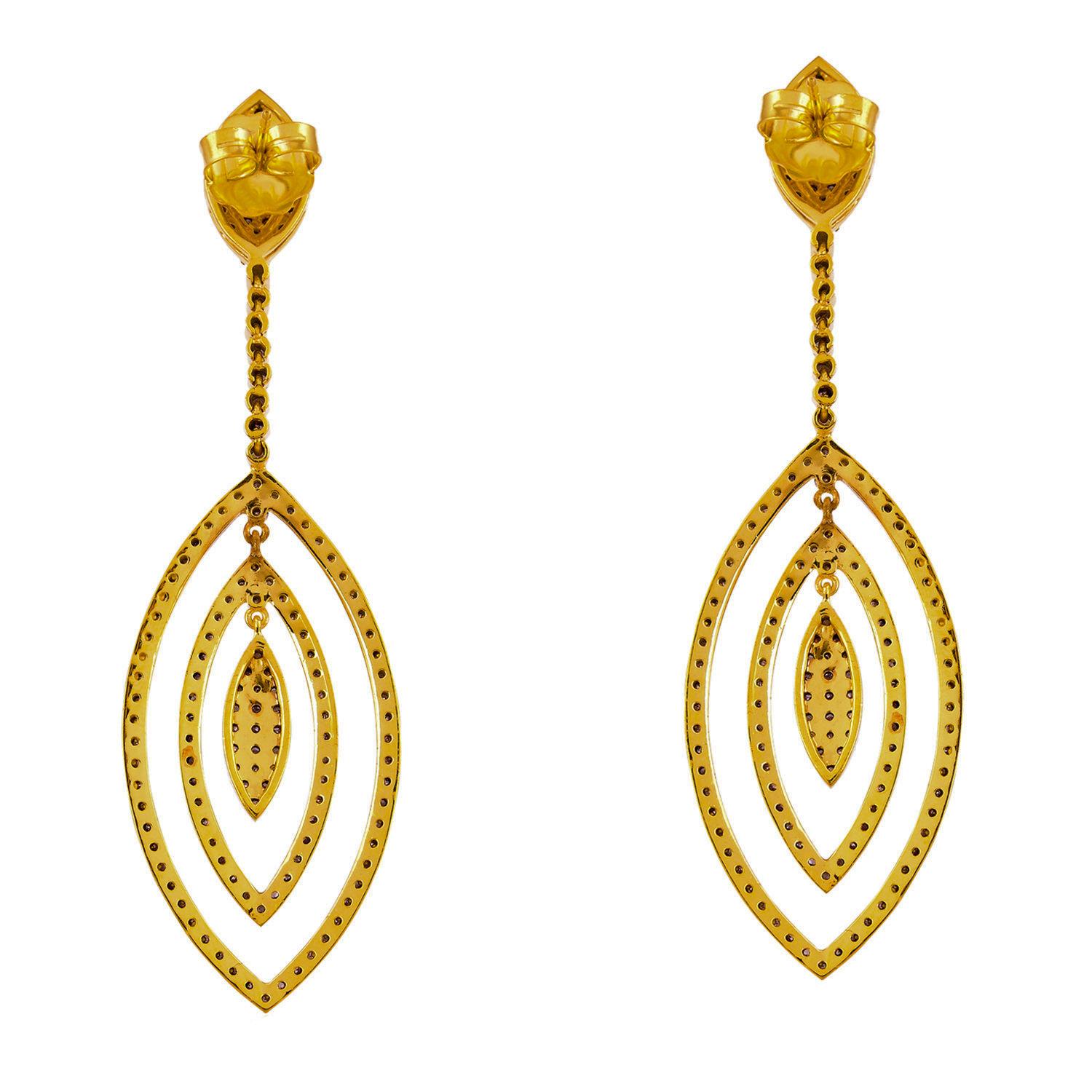 Taille grossière Pendants d'oreilles lustre en diamants naturels 4,1 carats en vente