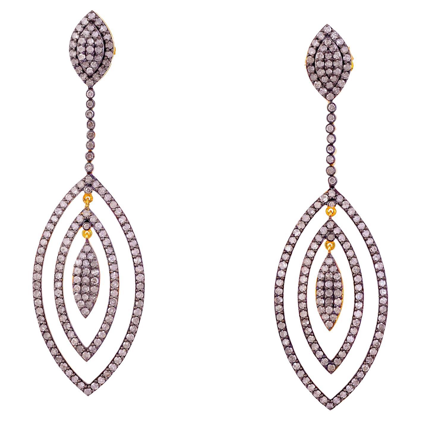 Natural Diamond Chandelier Drop Dangle Earrings 4.1 Carats
