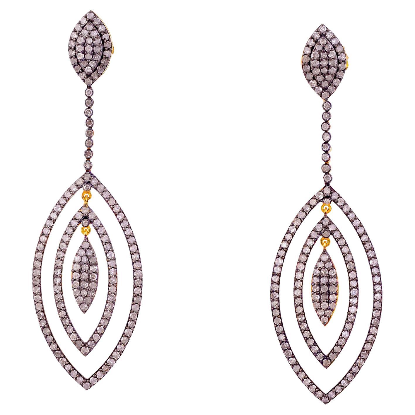 Natural Diamond Chandelier Drop Dangle Earrings 4.1 Carats For Sale