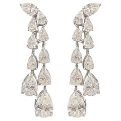 Natural Diamond Chandelier Drop Earrings 2.39 Carats in 18K White Gold