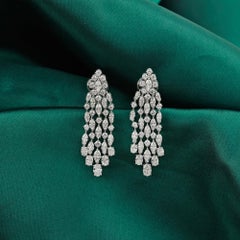Natural Diamond Chandelier Drop Earrings in 14K White Gold 4.97 Carats
