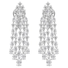 Natural Diamond Chandelier Drop Earrings in 14K White Gold 4.97 Carats