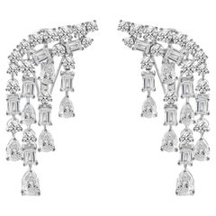 Orecchini pendenti a candelabro con diamanti naturali in oro bianco 14K, 6,24 carati
