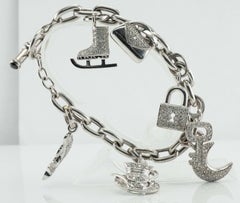 Bracciale charme con diamanti naturali in oro bianco 18 carati 3,45 TDW