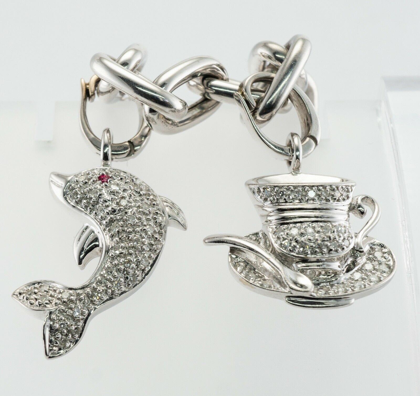 Natural Diamond Charm Bracelet 18K White Gold 3.45 TDW For Sale 2