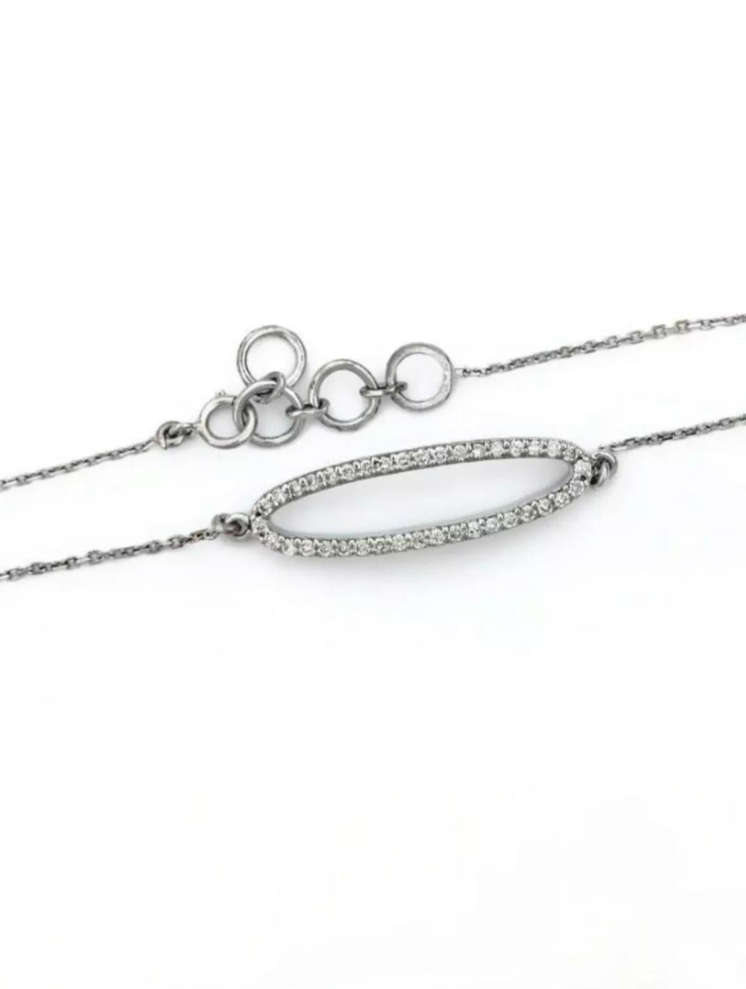 Natural Diamond Charm Link Armband Kette Solid 14K White Gold Handmade Jewelry. Damen im Angebot