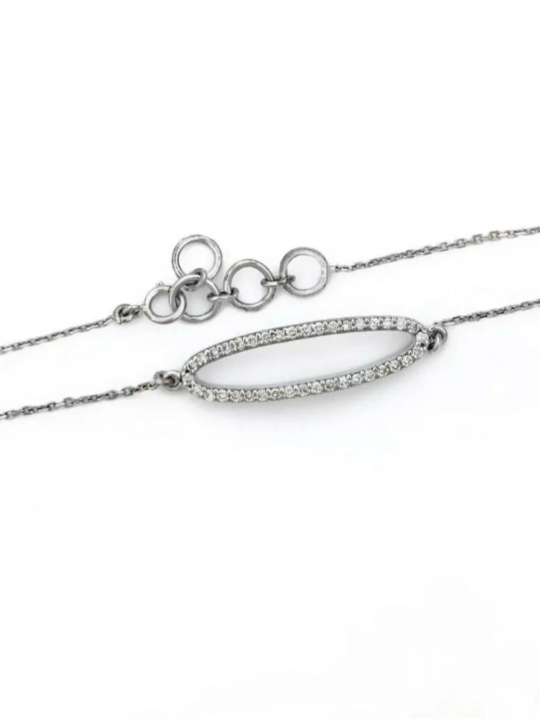 Natural Diamond Charm Link Armband Kette Solid 14K White Gold Handmade Jewelry. im Angebot 1