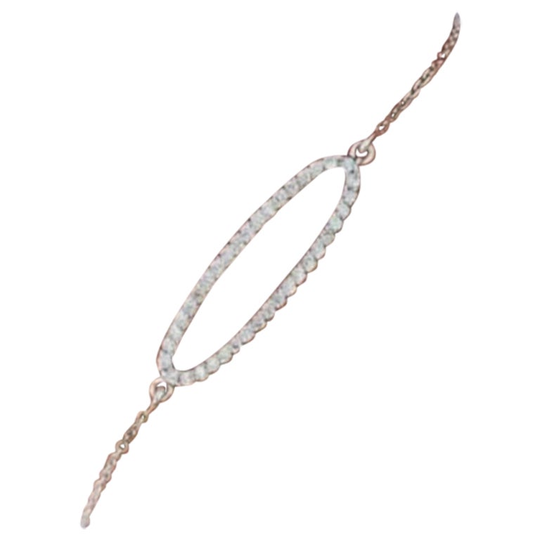 Diamante natural Cadena de eslabones de pulsera de oro blanco macizo de 14 quilates Joyería hecha a mano. en venta