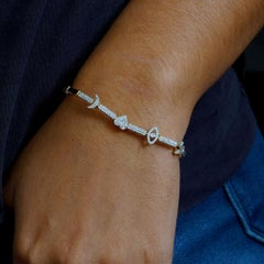 Bracciale a maglie in oro 14k con charmi a forma di diamante naturale - Gioielleria di alta gamma - Unisex - 7"