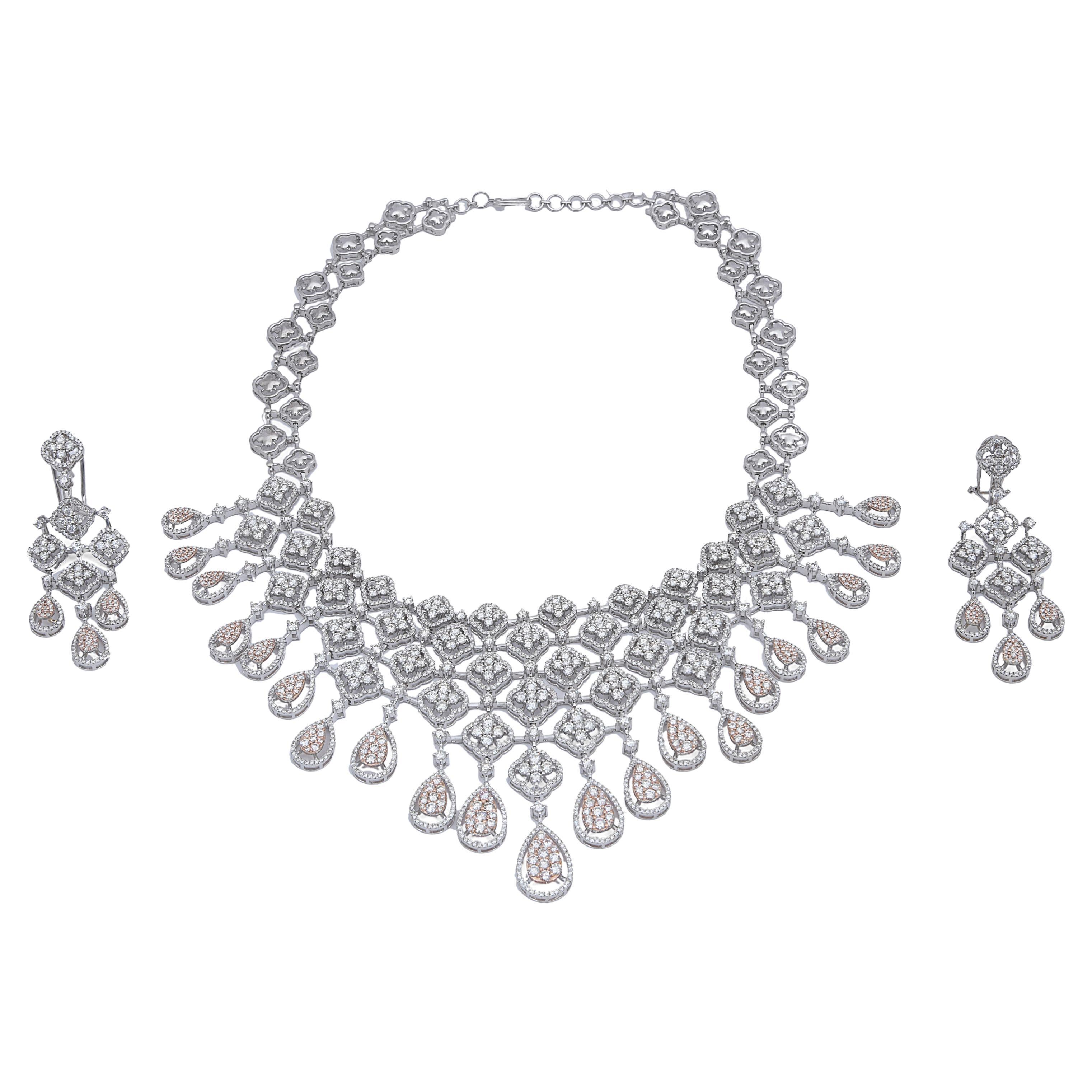 Collier ras du cou en or 14 carats et diamants naturels de 27,66 carats