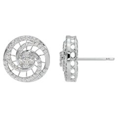 Natural Diamond Cluster Earringsin 14k Gold  Earrings For Women.