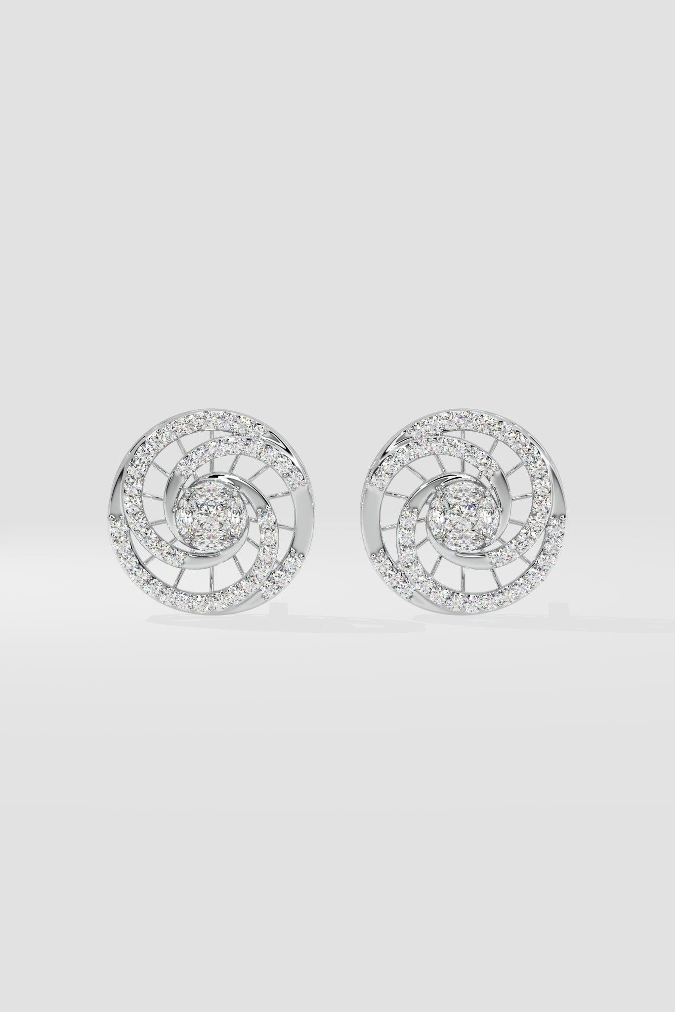Taille brillant Boucles d'oreilles grappe de diamants naturels en or 14k  Boucles d'oreilles pour femmes. en vente