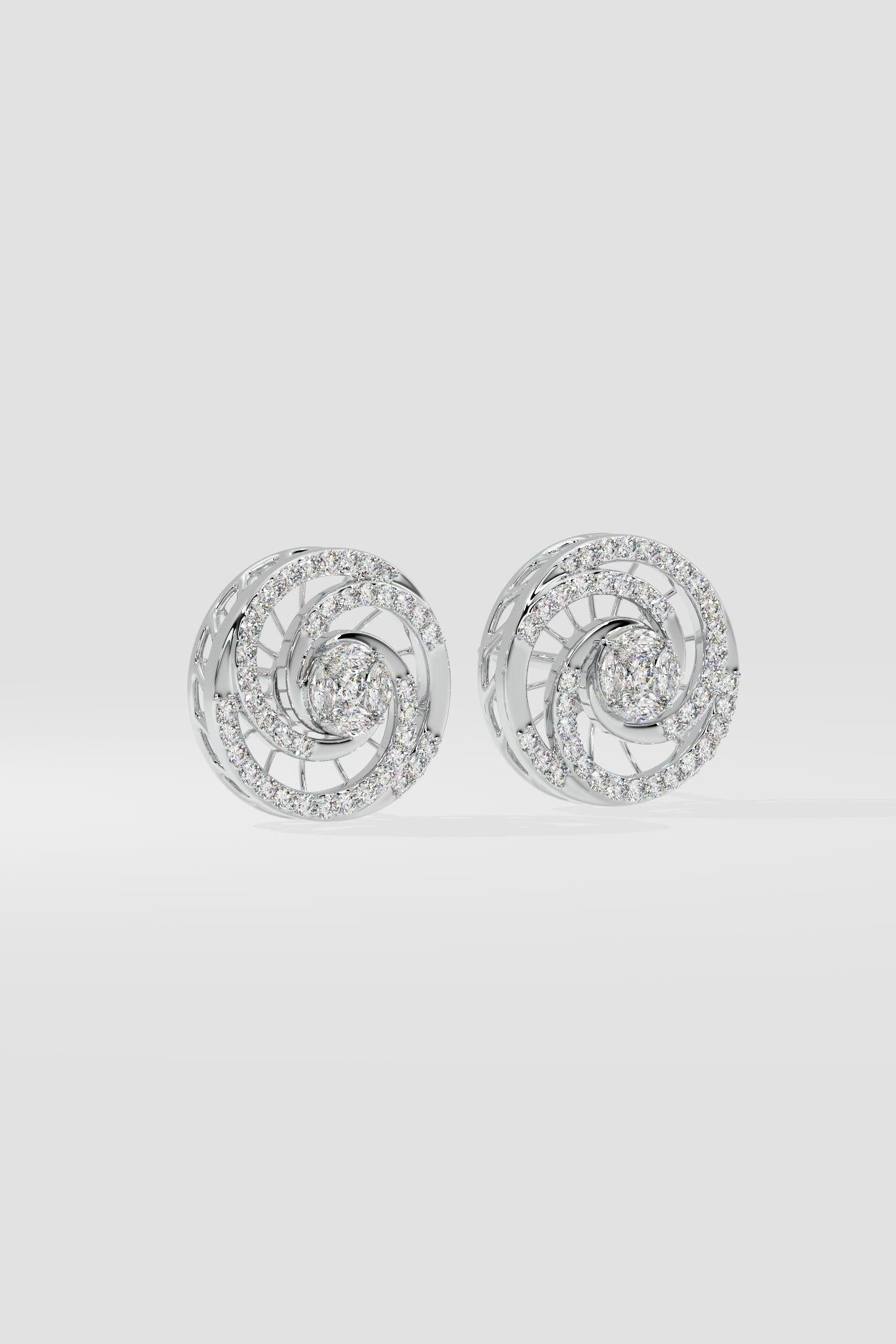 Boucles d'oreilles grappe de diamants naturels en or 14k  Boucles d'oreilles pour femmes. Neuf - En vente à Chicago, IL