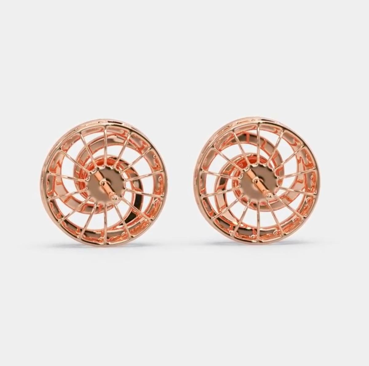 Boucles d'oreilles grappe de diamants naturels en or 14k  Boucles d'oreilles pour femmes. en vente 3