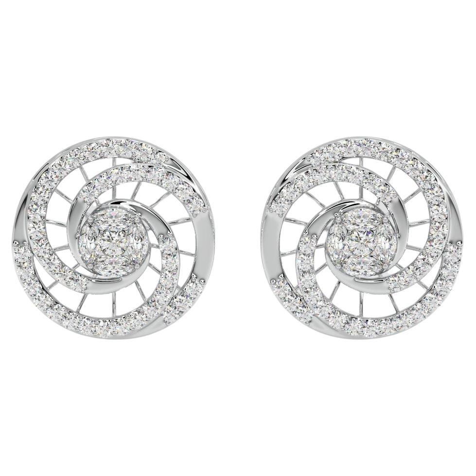 Boucles d
oreilles grappe de diamants naturels en or 14k  Boucles d
oreilles pour femmes. en vente